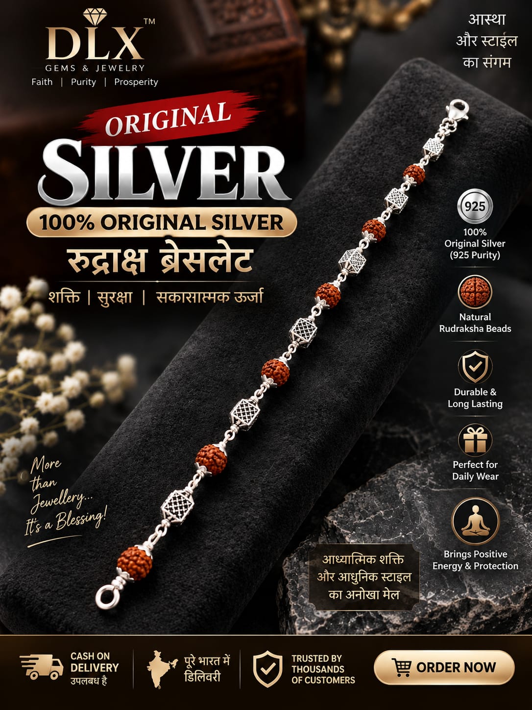 Silver Rudraksh Bracelet