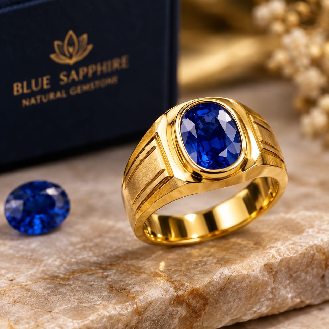 Blue Sapphire (NILAM).Panchdhatu Ring (FIVE METAL RING)